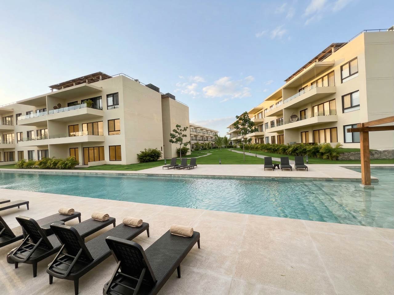 Relaxing pool area expat living Mexico